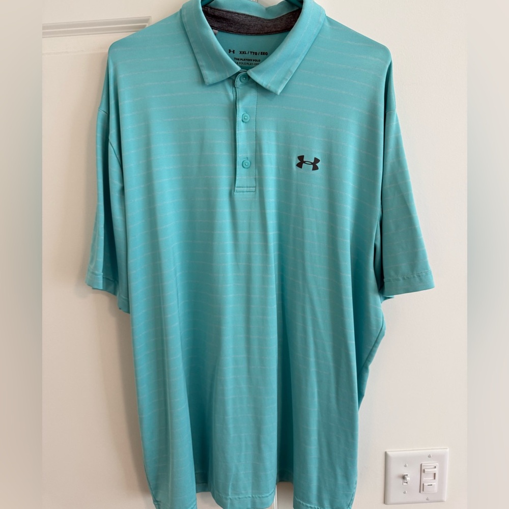 Mens Under Armour “The Playoff Polo” - Light Green/White Stripes - XXL
